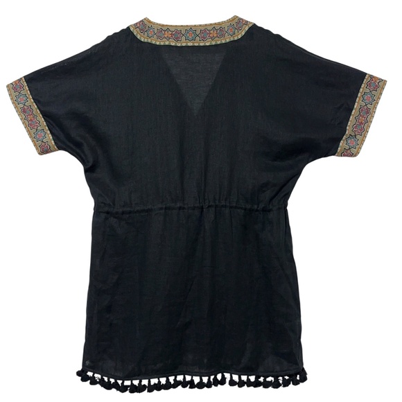 Johnny Was Womens Linen Wrap Front Tunic Top Robe Kimono Med Embroidered Casual - Picture 4 of 6